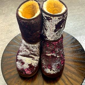 Women US size 9 Purple and Silver Sequin Ugg Boots